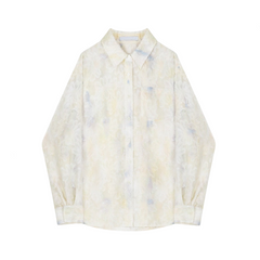 Jacquard Long Sleeve Loose Printed Shirt