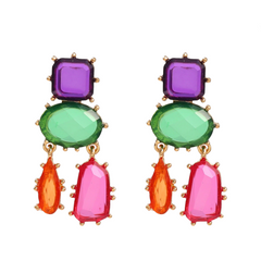 Colorful Exaggerated Multi-Layered Geometric Earrings