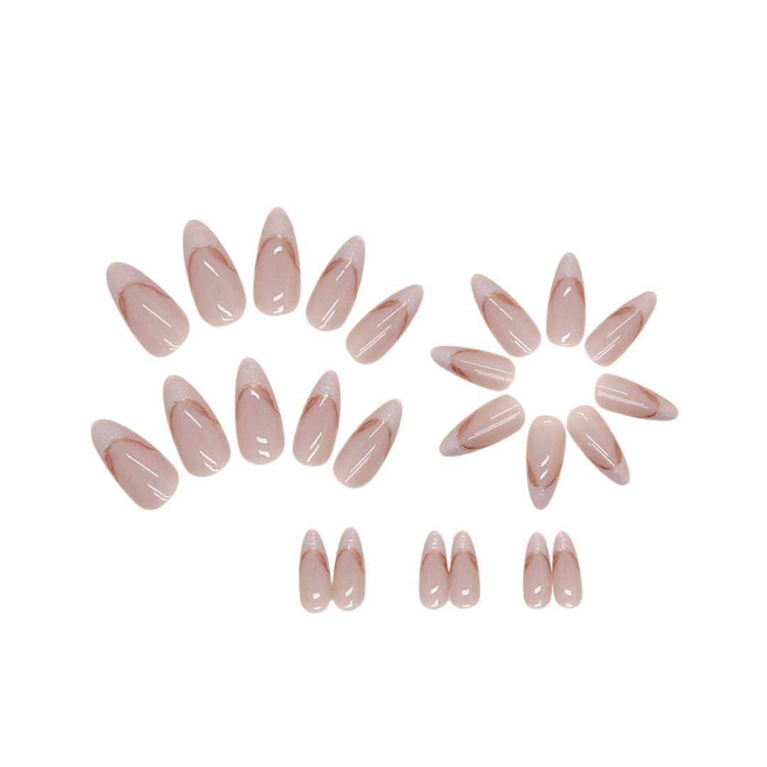 Irregular Pearlescent French Almond Nails