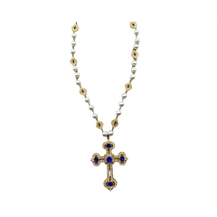 Retro Diamond Inlaid Cross Pendant Pearl Necklace