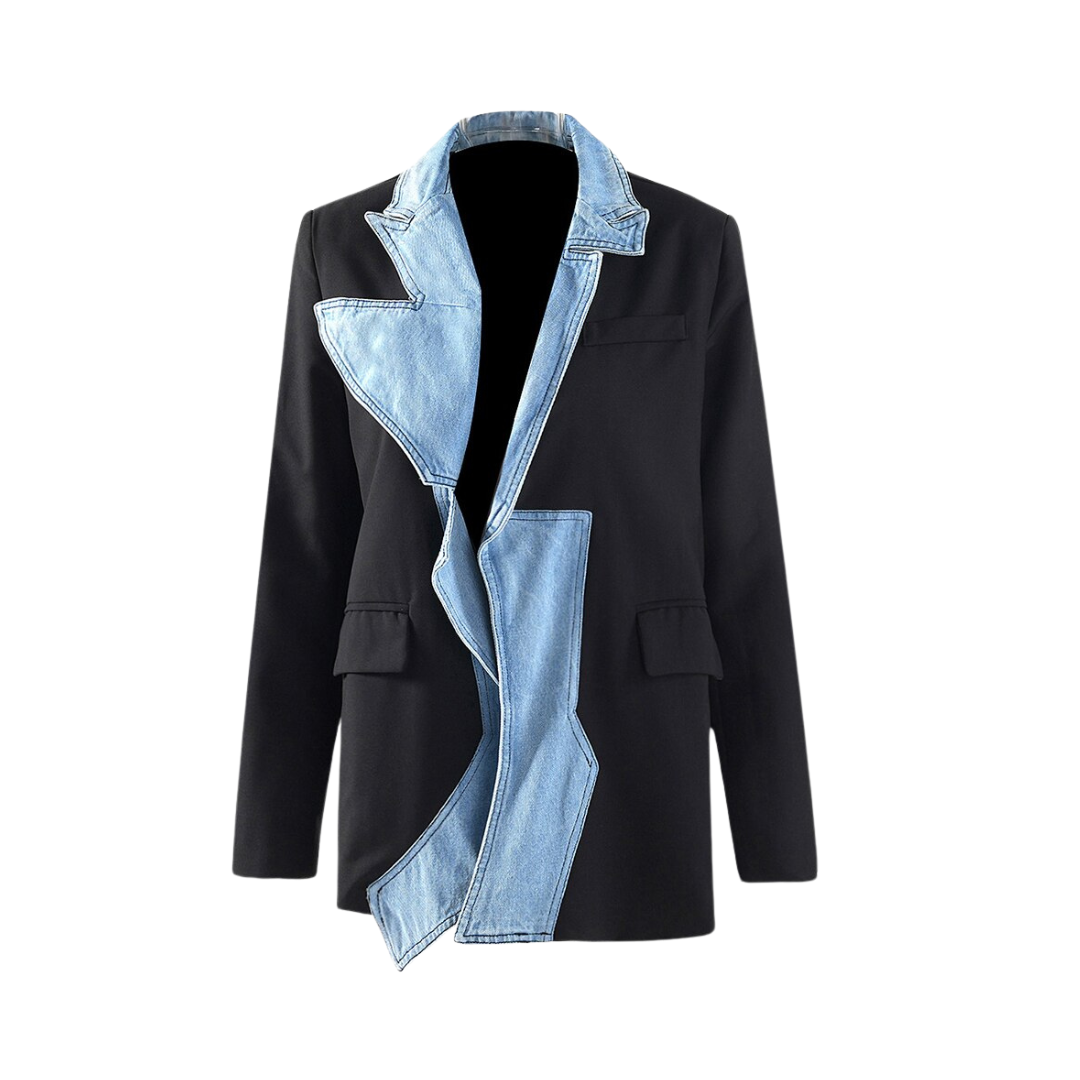 Double Layered Denim Cotton Blazer