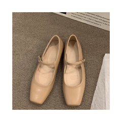 Retro Square Toe Shallow Mouth Flat Shoes