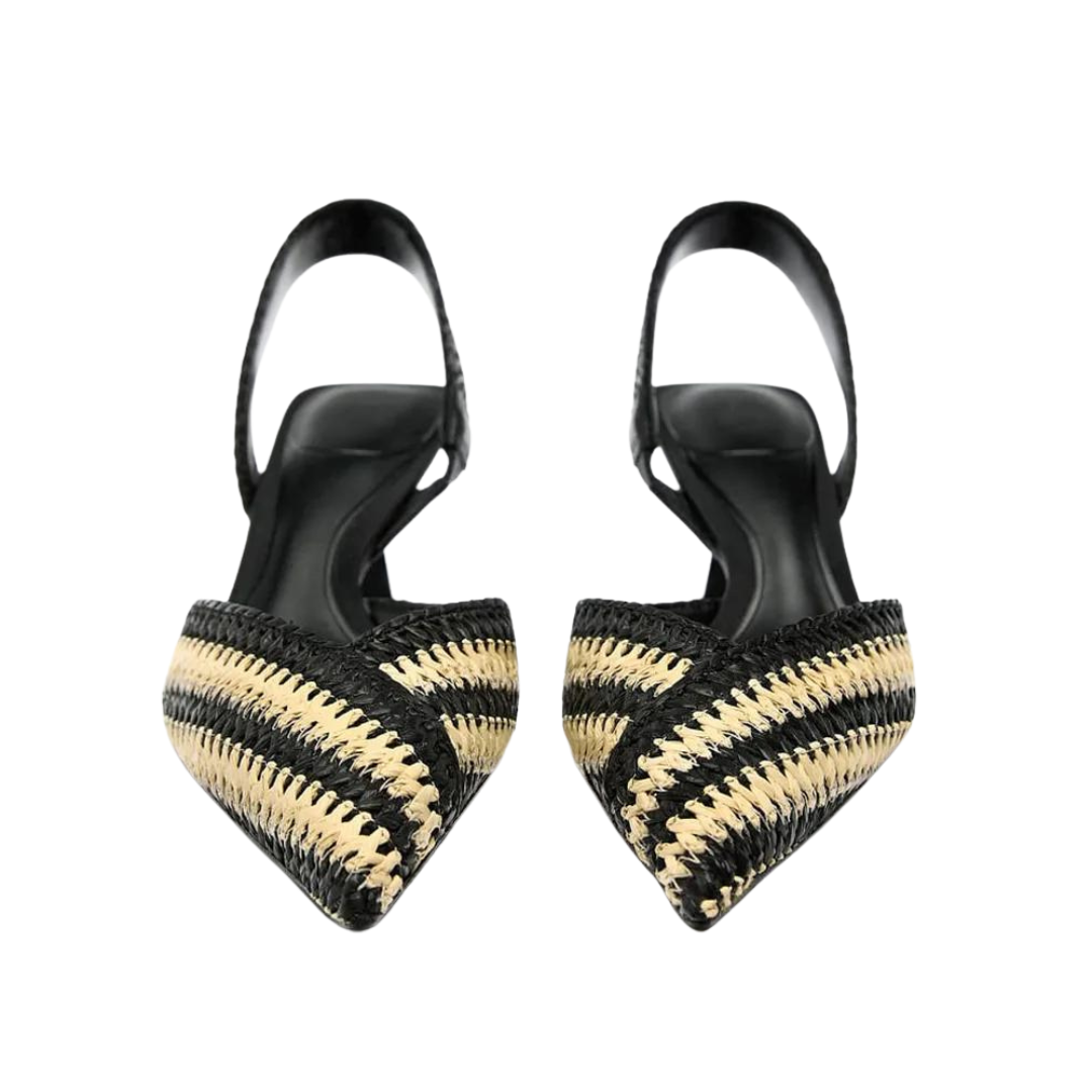 Pointed Toe Braided Stitching Slingback Sandals