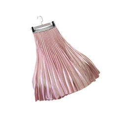 Classic Solid High-Waist Pleated Skirt