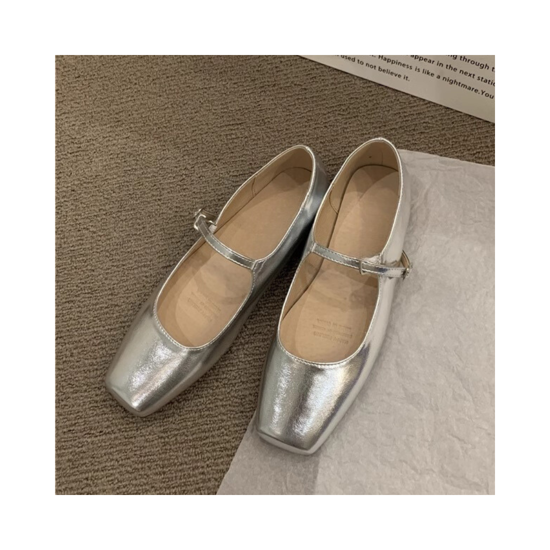 Retro Square Toe Shallow Mouth Flat Shoes