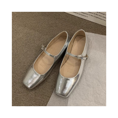 Retro Square Toe Shallow Mouth Flat Shoes