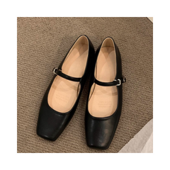 Retro Square Toe Shallow Mouth Flat Shoes
