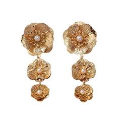 Three Flower Alloy Earrings