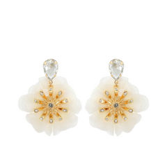 Chiffon Diamond Large Flower Earrings