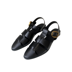 Genuine Leather Pointed Toe Flat Sandals