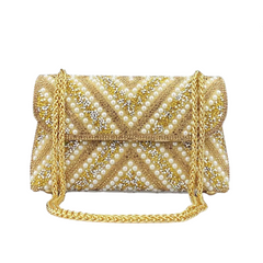 Water Diamond Pearl Inlaid Chain Handheld Bag