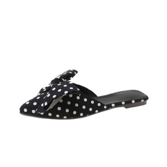 Polka Dot Bow Flat Pointed Toe Mule Slippers