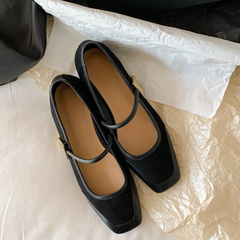 Square Toe Shallow Mouth Low Heel Shoes