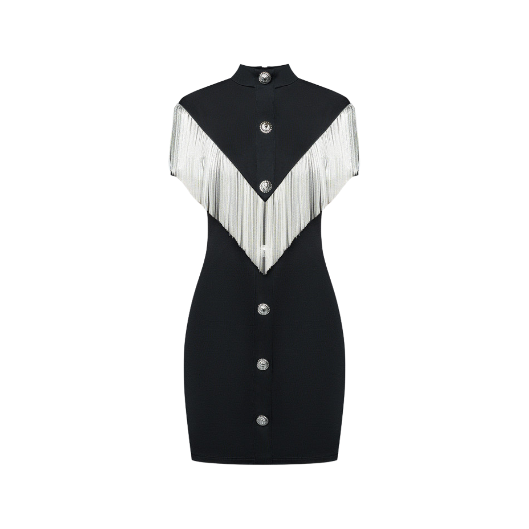 Solid Fringe Bandage Mini Dress