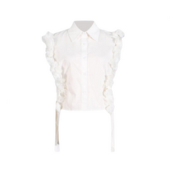 Solid Splicing Sleeveless 3D Flower Slim Fit Top