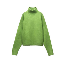 Casual Solid Green Knitted Loose Sweater