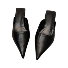 Pointed Toe Cat Heel Mule Sandals