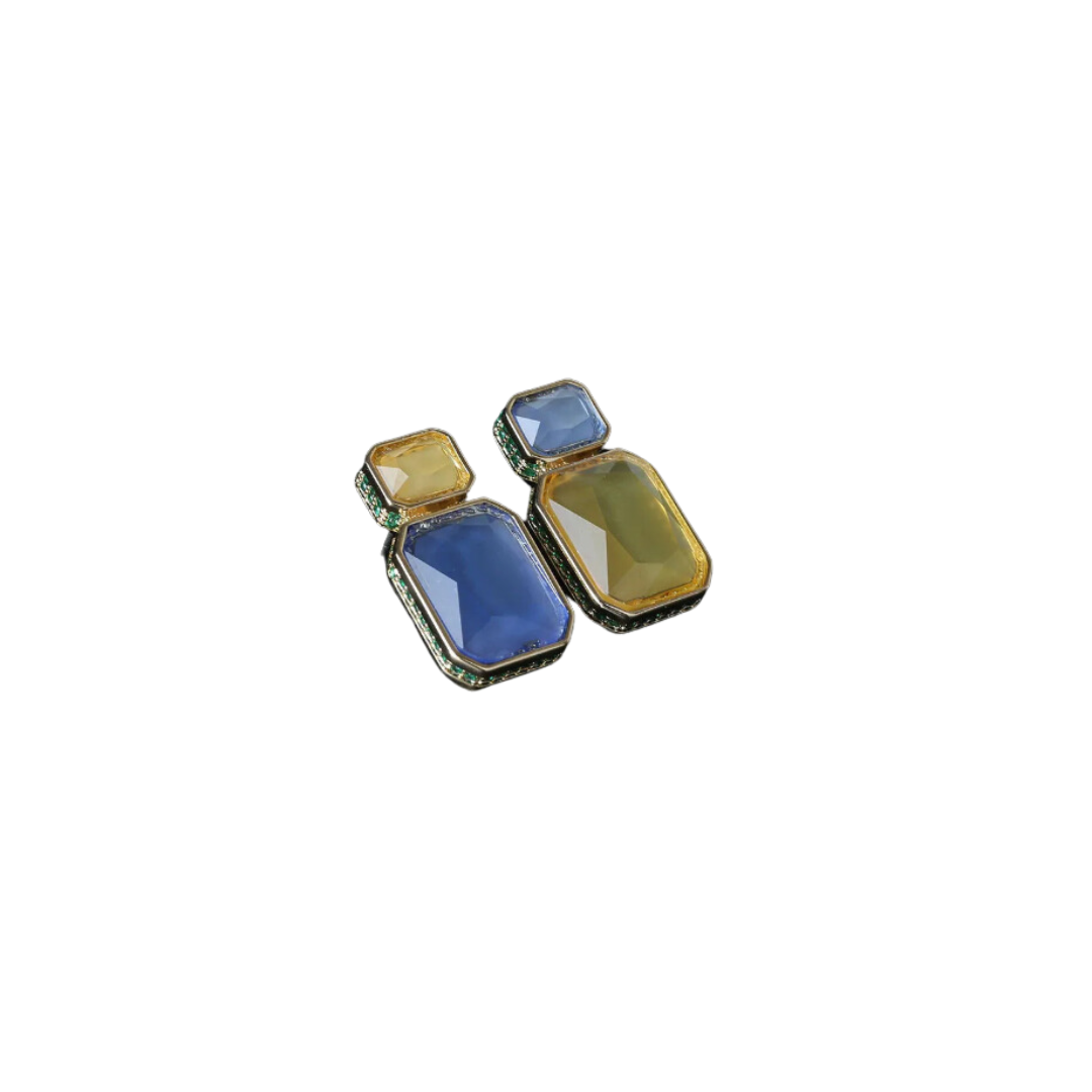 Asymmetrical Colored Zircon Earrings