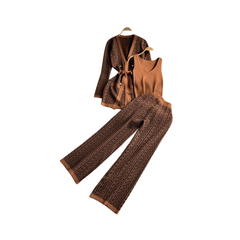 Two-Piece Knitted Top + Wide Leg Pants