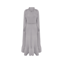 Cloak Sleeves Pleated Long Dress