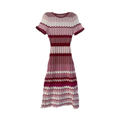 Striped Knit A-Line Long Dress