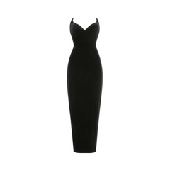 Solid Velvet Strapless Split Maxi Dress