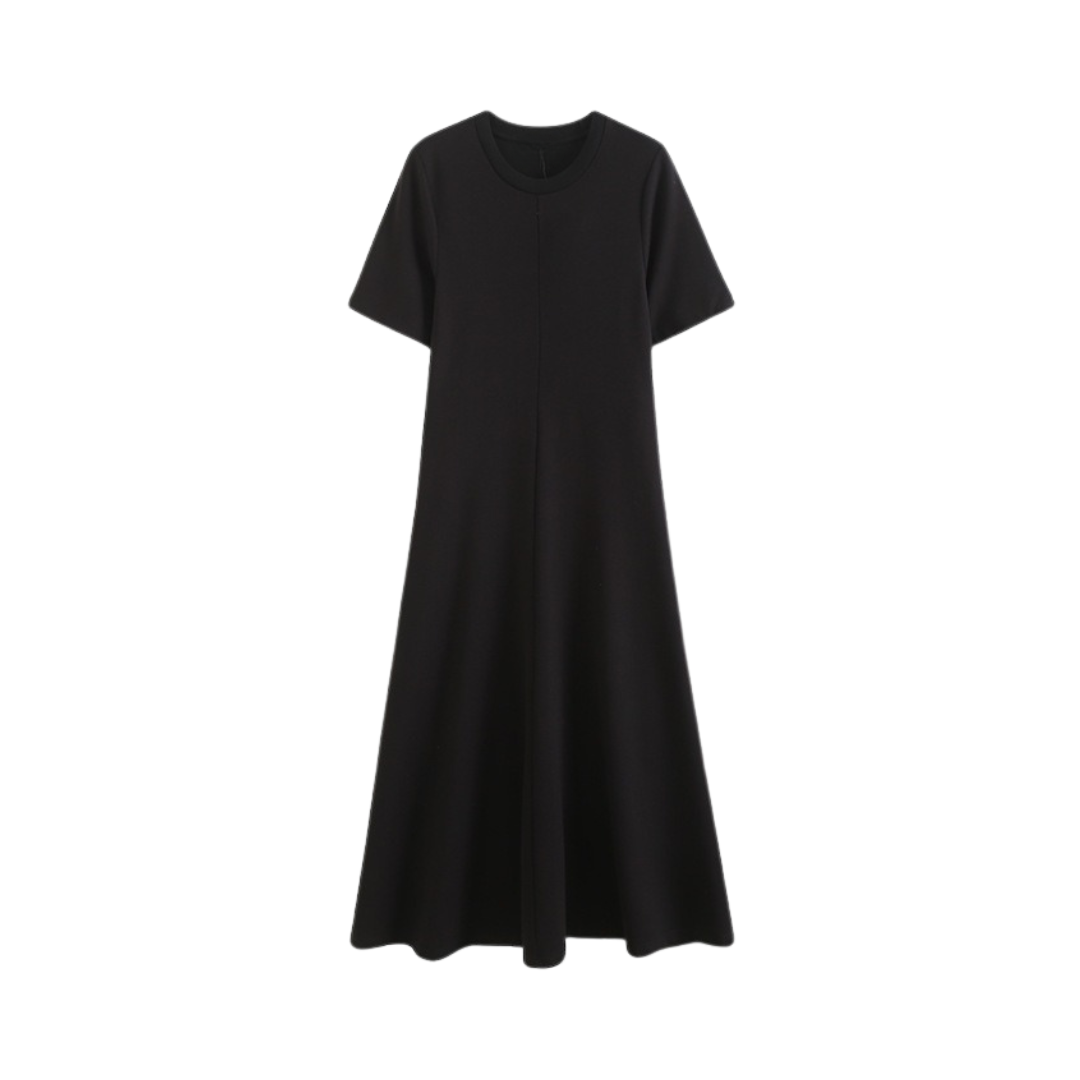 Slim-Fitting A-Line Round Neck Knitted Dress