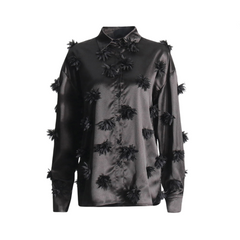 3D Flower Patchwork Long Sleeve Shirt