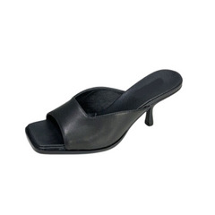 Square Toe Stiletto Leather Sandals
