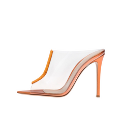 Transparent One Line Rhinestone Stiletto Sandals