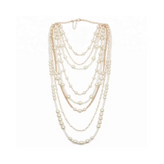 Moon Girl Multi-layer Pearls Chain Necklace