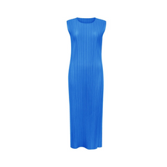 Solid Pleated Sleeveless Midi Dress