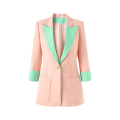 Color Block Single Breasted Splicing Blazer