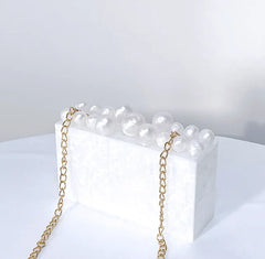 Acrylic Marble Bead Box Clutch Bag