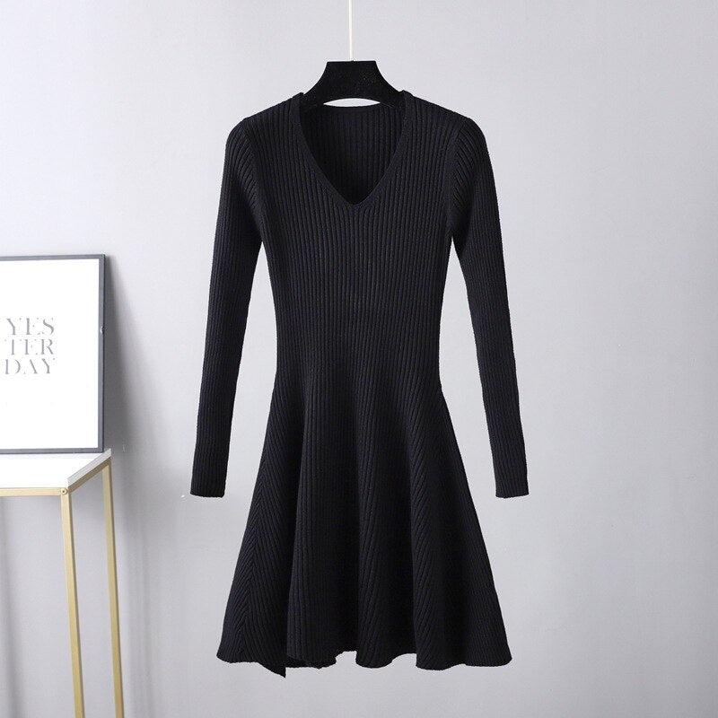 A Line Knit Mini Dress