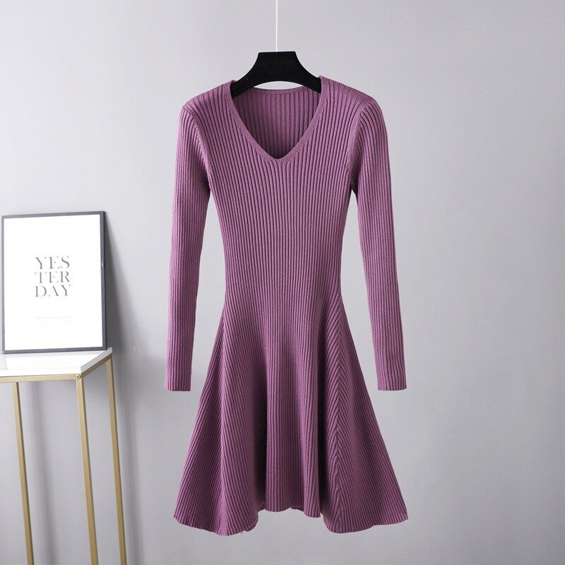 A Line Knit Mini Dress