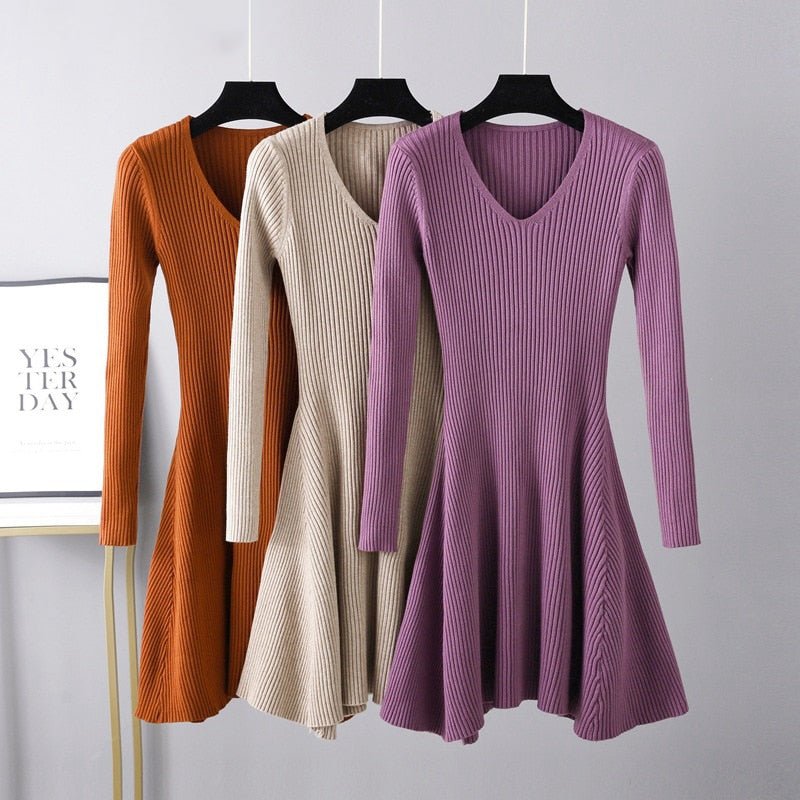 A Line Knit Mini Dress