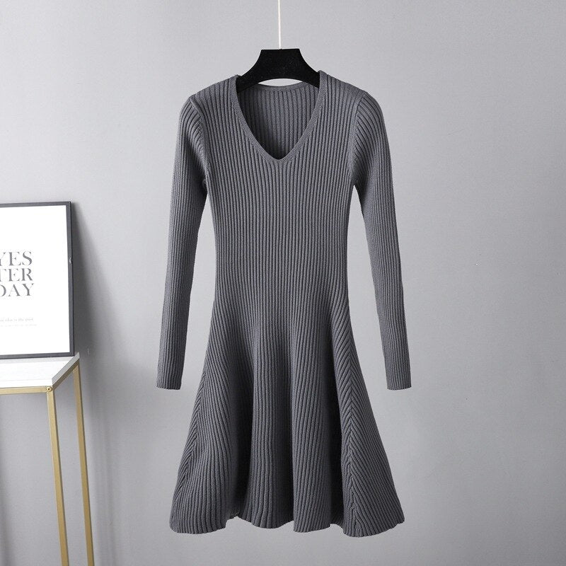 A Line Knit Mini Dress