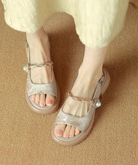 Comfy Black Buckle Strap Splicing Chunky Sandals Peep Toe
