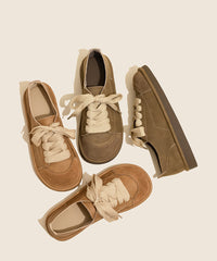 New Comfortable Camel Lace Up Flats Shoes