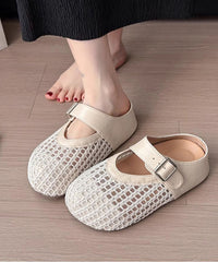 Brown Platform Faux Leather Fashion Splicing Slide Sandals