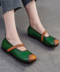 Women Red Cowhide Leather Splicing Flat Shoes
