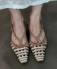 Boutique Black Hollow Out Splicing Kitten Sandals