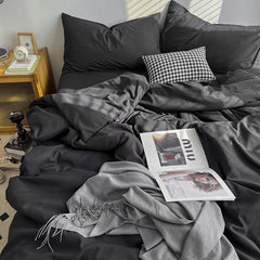 Japanese Lattice Duvet Cover Set with Sheet Pillowcases No Filling Warm Solid Color Bed Linen Full Queen Size Home Bedding Set