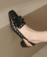 Classy Faux Leather Hollow Out Splicing Apricot Sandals
