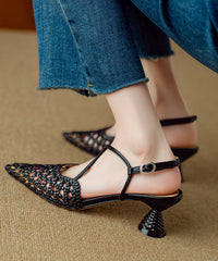 Classy Beige Splicing Hollow Out High Heel Sandals