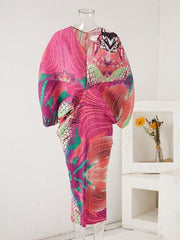 Abstract Color Burst Pleated Dress - @jariatudanita