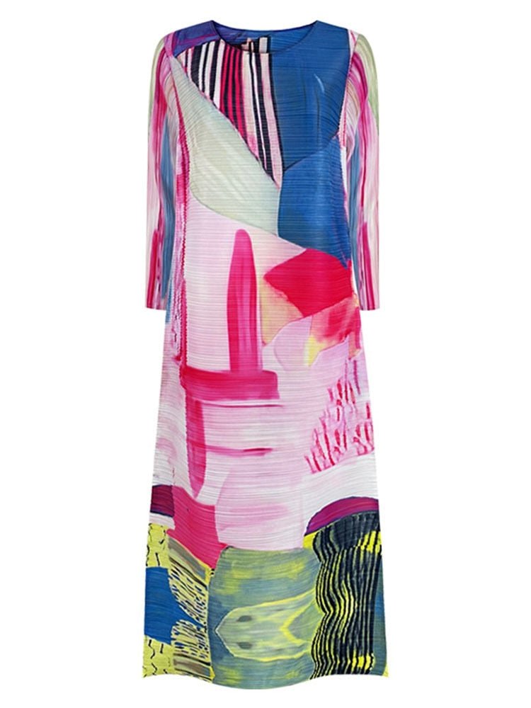 Abstract Pleated Dress