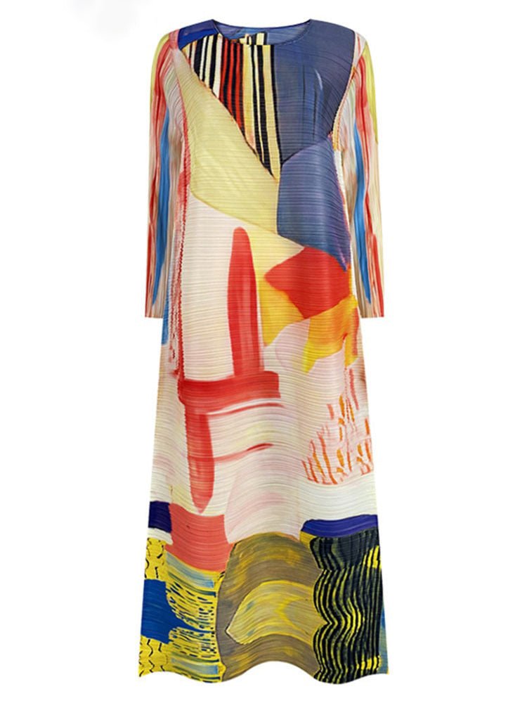 Abstract Pleated Dress