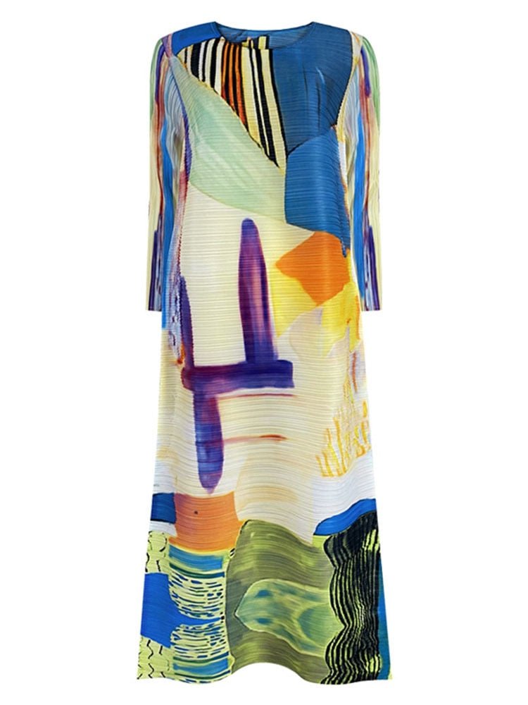 Abstract Pleated Dress